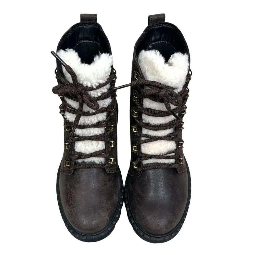 Sorel Womens Boots Lennox‎ Brown Leather Waterproof Lug Soles Lace Up Size 6